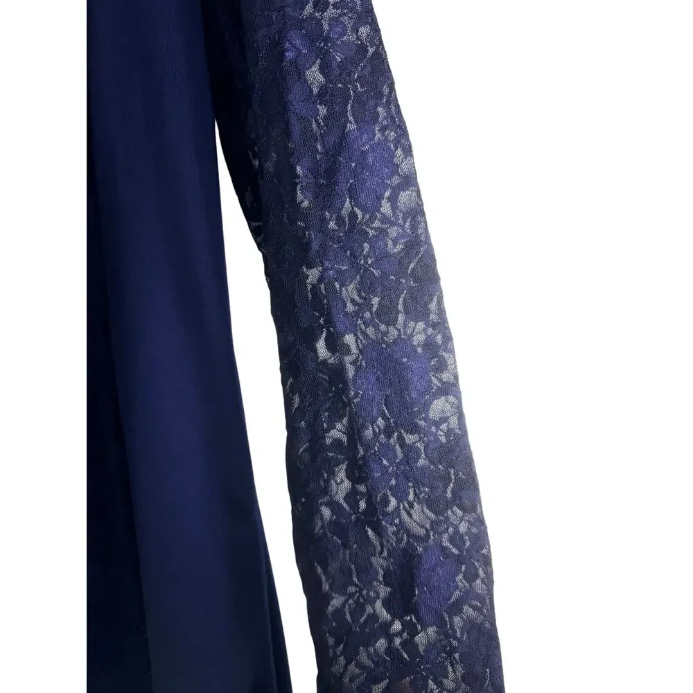 Antonio Melani Lace Dress Women Large Blue Long Sleeve Sheath Knee Length - Picture 4 of 7